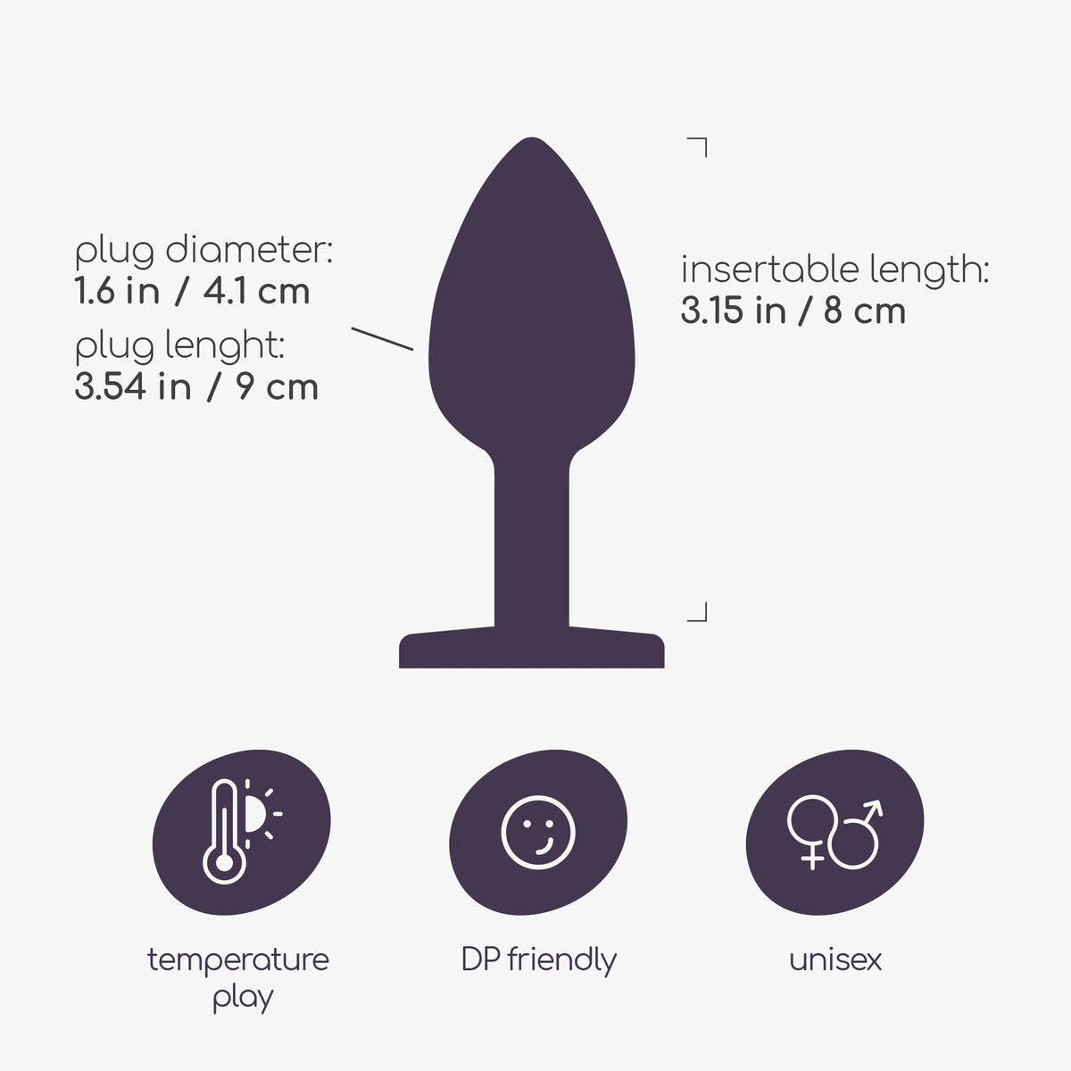 CRUSHIOUS PLUG ANAL JOYA BIJOU NEGRO GRANDE CON BOLSA ATERCIOPELADA GRATIS