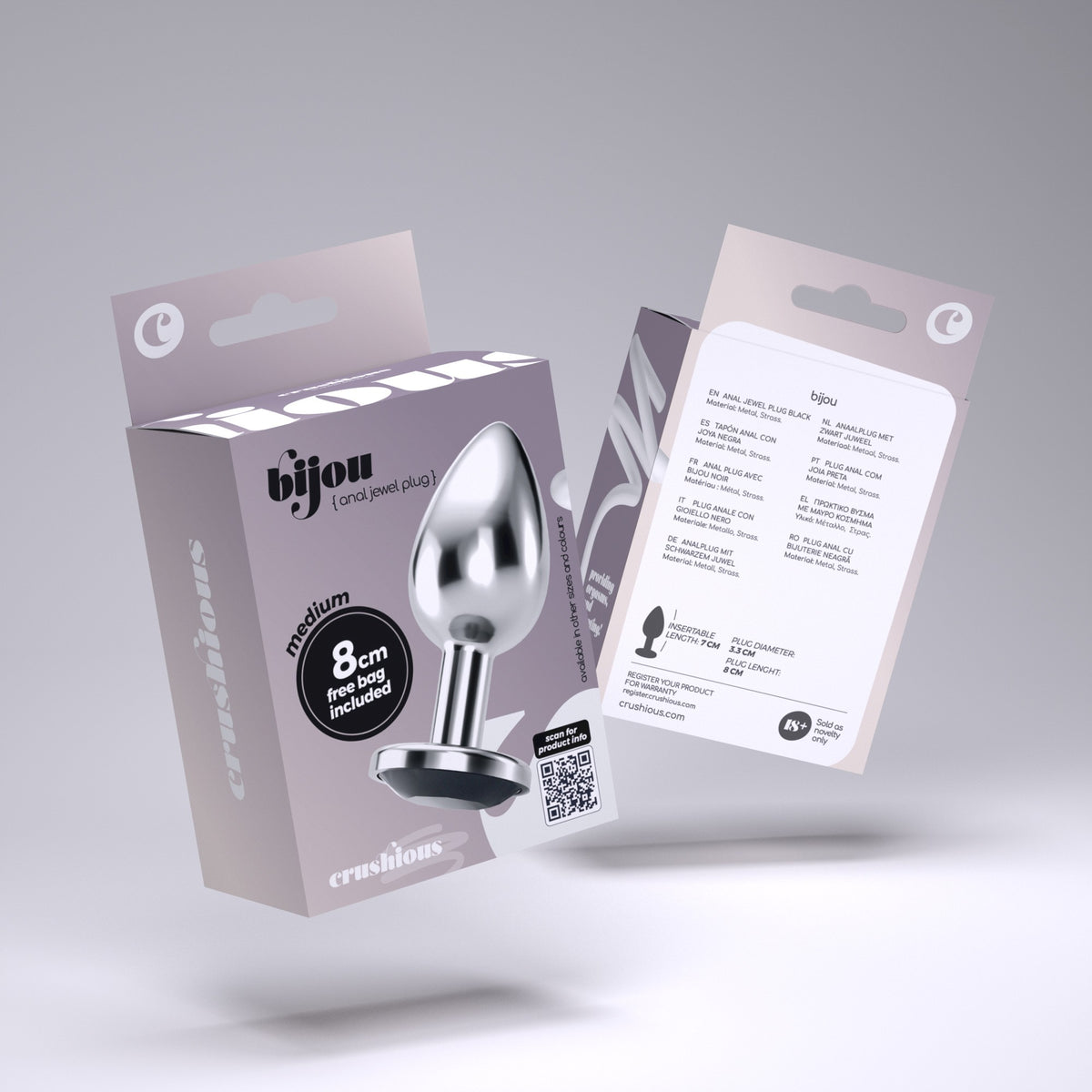 CRUSHIOUS PLUG ANAL JOYA BIJOU NEGRO MEDIANO CON BOLSA ATERCIOPELADA GRATIS