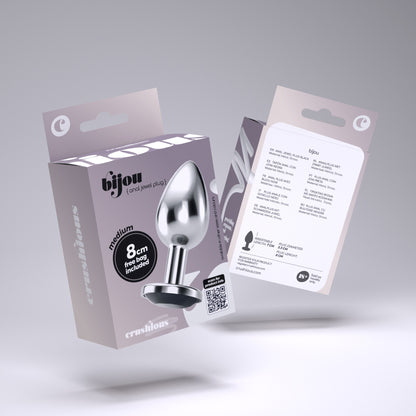 CRUSHIOUS PLUG ANAL JOYA BIJOU NEGRO MEDIANO CON BOLSA ATERCIOPELADA GRATIS