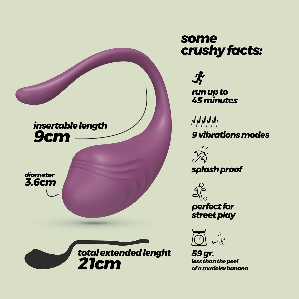 CRUSHIOUS HUEVO VIBRADOR RECARGABLE CON MANDO A DISTANCIA TAMAGO MORADO