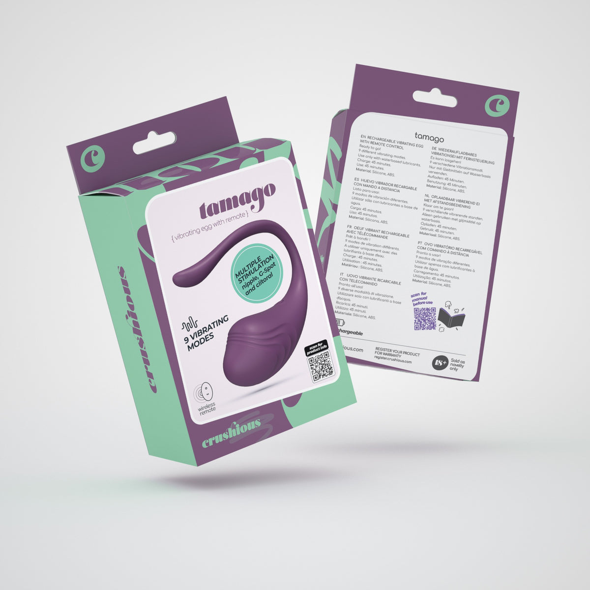 CRUSHIOUS HUEVO VIBRADOR RECARGABLE CON MANDO A DISTANCIA TAMAGO MORADO