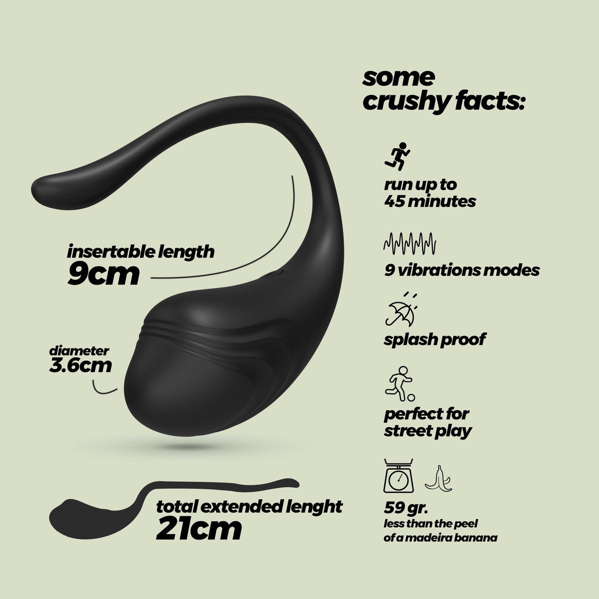 CRUSHIOUS HUEVO VIBRADOR RECARGABLE CON MANDO A DISTANCIA TAMAGO NEGRO