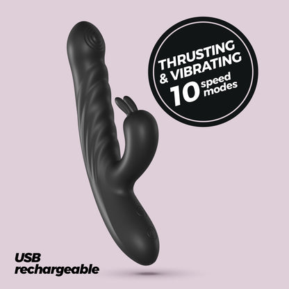 CRUSHIOUS VIBRADOR CONEJO RECARGABLE CON EMPUJE  LAPIN NEGRO