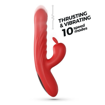 CRUSHIOUS VIBRADOR CONEJO RECARGABLE CON EMPUJE  LAPIN ROJO