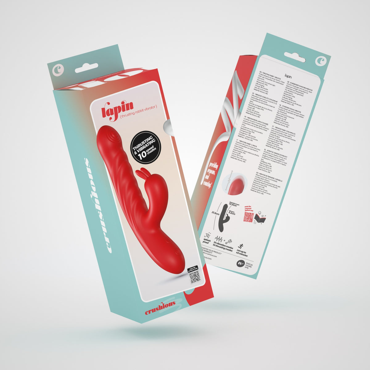 CRUSHIOUS VIBRADOR CONEJO RECARGABLE CON EMPUJE  LAPIN ROJO