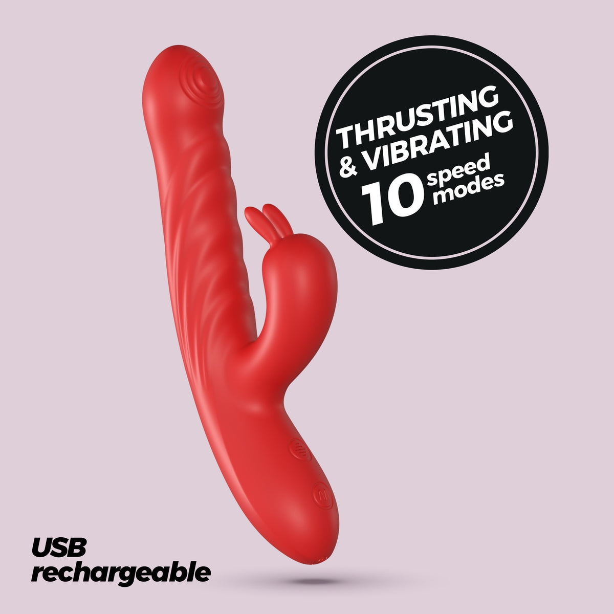 CRUSHIOUS VIBRADOR CONEJO RECARGABLE CON EMPUJE  LAPIN ROJO