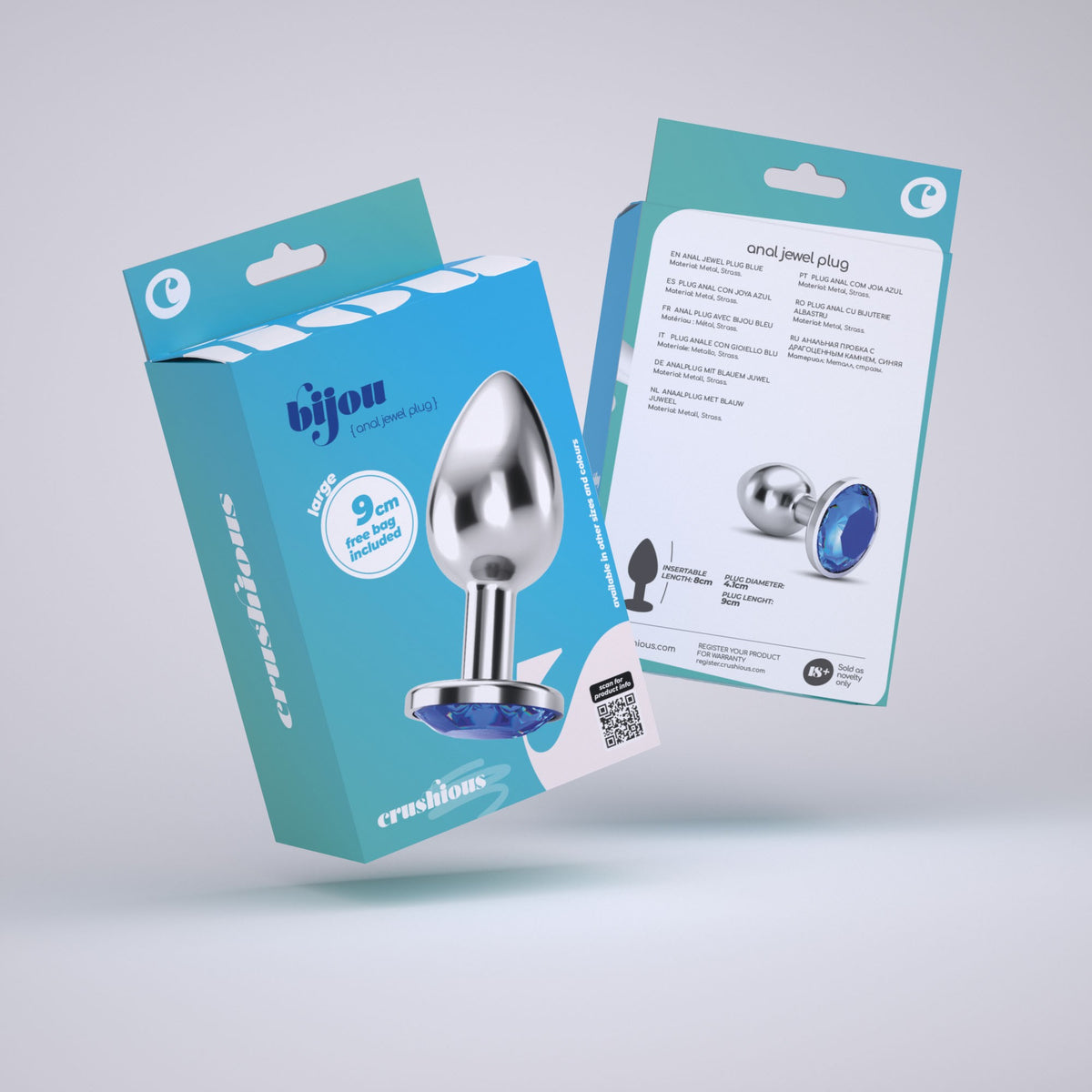CRUSHIOUS PLUG ANAL JOYA BIJOU AZUL GRANDE CON BOLSA ATERCIOPELADA GRATIS