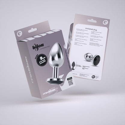 CRUSHIOUS  PLUG ANAL JOYA BIJOU NEGRO GRANDE CON BOLSA ATERCIOPELADA GRATIS